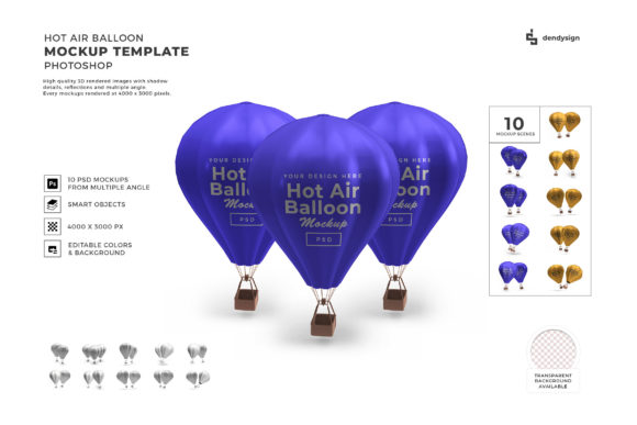 Hot Air Balloon 3D Mockup Bundle Vol 2
