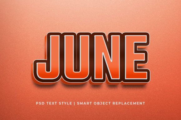 June Month 3D Text Style Effect Mockup