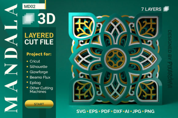 Mandala MD02 3D Layered SVG Cut File
